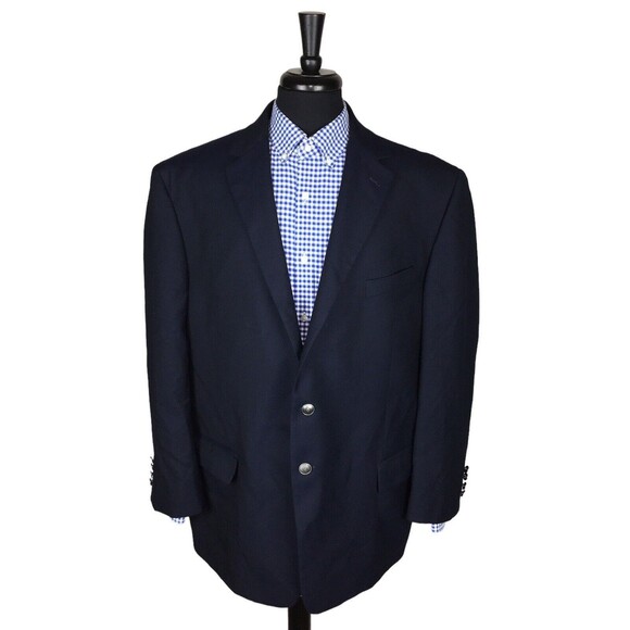 Joseph Abboud Reda Metal Logo Buttons Blue Sport Coat Blazer Jacket Size 52R